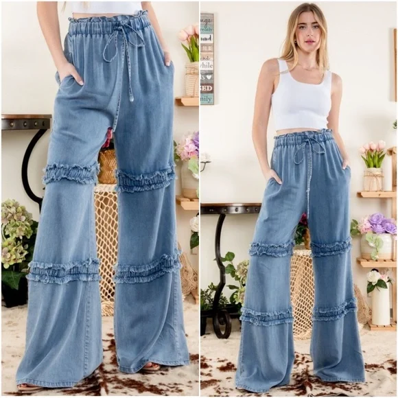 Blue Velvet XL Wide Leg Denim Pants - Picture 2 of 3